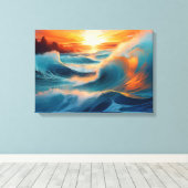 Serene oceaangolven bij zonsopgang canvas afdruk (Insitu (Houten vloer))