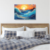 Serene oceaangolven bij zonsopgang canvas afdruk (Insitu (Slaapkamer))