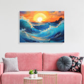 Serene oceaangolven bij zonsopgang canvas afdruk (Insitu (Woonkamer))