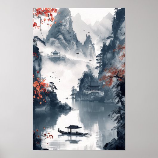 Serene Ocean Sunset Uitzicht - Nautisch Boat Poste Poster (Voorkant)