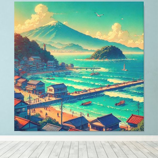 Serene oevers van Fuji Canvas Afdruk (Insitu (Houten vloer))