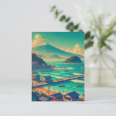 Serene oevers van Fuji Feestdagenkaart (Staand voorkant)