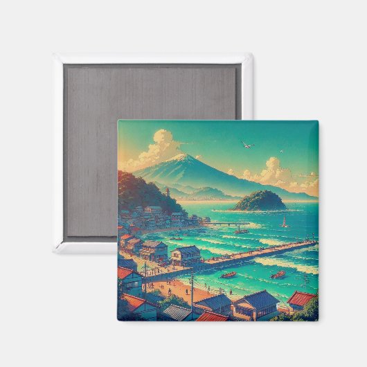 Serene oevers van Fuji Magneet (Voorkant / Achterkant)