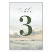 Serene Olive Landscape Table Number Kaart (Achterkant)