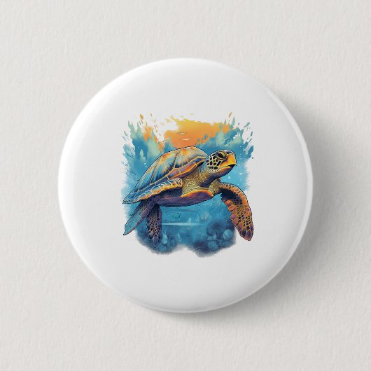 Serene Onderwater Schildpad Kopie Ronde Button 5,7 Cm (Voorkant)