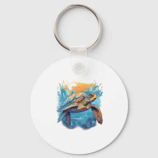 Serene Onderwater Schildpad Kopie Sleutelhanger (Voorkant)