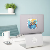 Serene Onderwater Schildpad Kopie Sticker (Laptop op bureau)