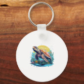Serene Onderwater Schildpad Sleutelhanger (Voorkant)