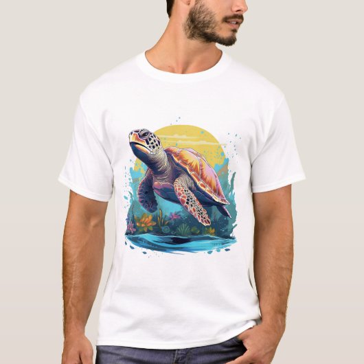 Serene Onderwater Schildpad T-shirt (Voorkant)
