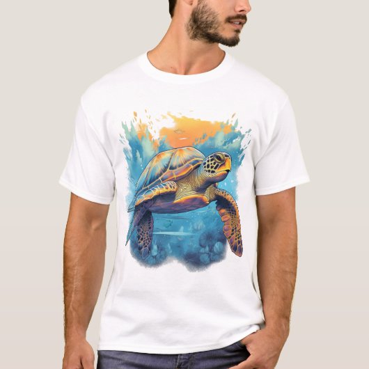 Serene Onderwater Schildpad  T-shirt (Voorkant)