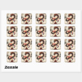 Serene Ontmoeting: Monnik en de Hemelse Draak Vierkante Sticker (Vel)