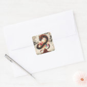 Serene Ontmoeting: Monnik en de Hemelse Draak Vierkante Sticker (Envelop)