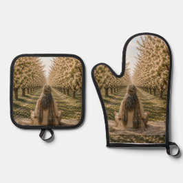 Serene Orchard Oven Mitt & Pot Holder Set | Romant
