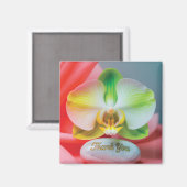 Serene Orchid Bloem met "Dank U" Tekst Magneet (Voorkant / Achterkant)