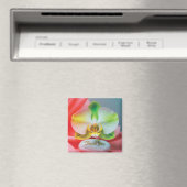 Serene Orchid Bloem met "Dank U" Tekst Magneet (Insitu (Vaatwasser))