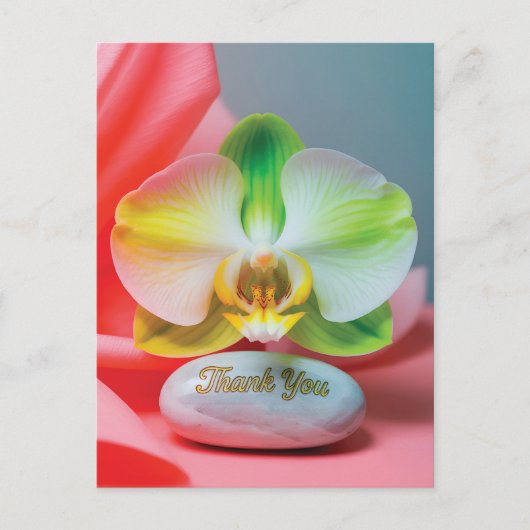 Serene Orchide Bloem met "Dank je wel" Tekst Briefkaart (Voorkant)
