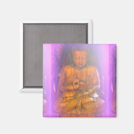 serene paarse aura buddha magnet (Voorkant / Achterkant)