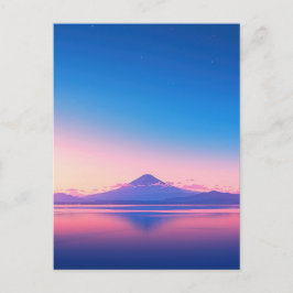 Serene Paarse Bergmeer Zonsondergang Briefkaart