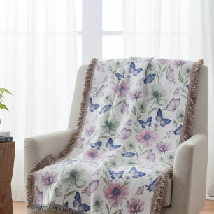 Serene Paarse Vlinder Mindfulness Tuin Deken