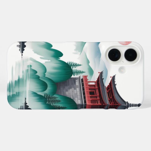 Serene Pagoda Moon Case-Mate iPhone Case (Achterkant (horizontaal))