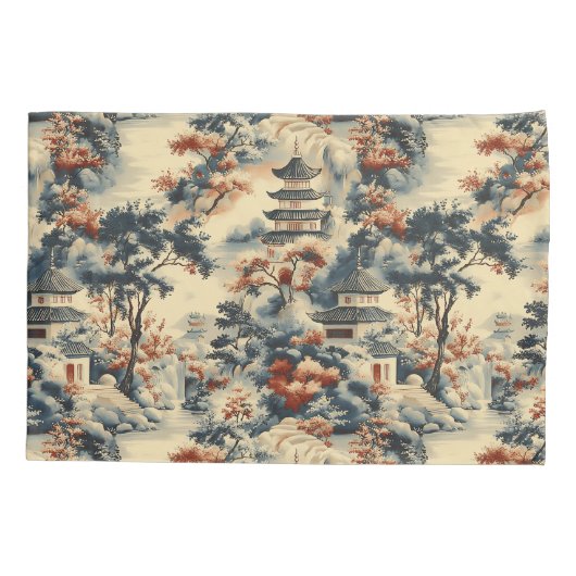 Serene pagodes in een bergachtig landschap kussensloop (Achterkant)