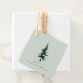 Serene Pale Green Watercolor Tree Bedankjes Labels (In situ)