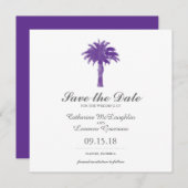 Serene Palm Tree Paarse Waterverf | Datum opslaan Save The Date (Voorkant / Achterkant)