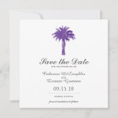 Serene Palm Tree Paarse Waterverf | Datum opslaan Save The Date (Voorkant)
