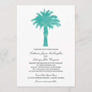 Serene Palm Tree Waterverf   Bruiloft Kaart