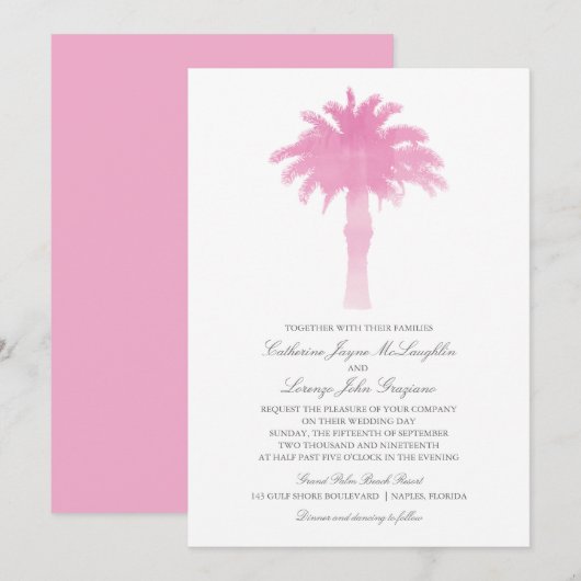 Serene Palm Tree Waterverf | Bruiloft Kaart (Voorkant / Achterkant)