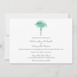 Serene Palm Tree Waterverf | Bruiloft Kaart