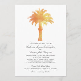 Serene Palm Tree Waterverf | Bruiloft Kaart