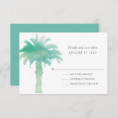 Serene Palm Tree Waterverf | Bruiloft RSVP (Voorkant / Achterkant)