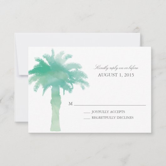 Serene Palm Tree Waterverf | Bruiloft RSVP (Voorkant)