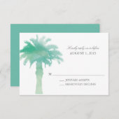 Serene Palm Tree Waterverf | Bruiloft RSVP (Voorkant / Achterkant)