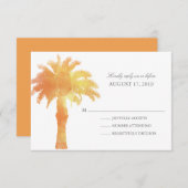 Serene Palm Tree Waterverf | Bruiloft RSVP (Voorkant / Achterkant)