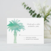Serene Palm Tree Waterverf | Bruiloft RSVP Kaartje (Staand voorkant)