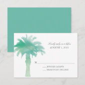 Serene Palm Tree Waterverf | Bruiloft RSVP Kaartje (Voorkant / Achterkant)