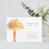 Serene Palm Tree Waterverf | Bruiloft RSVP Kaartje (Staand voorkant)