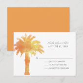 Serene Palm Tree Waterverf | Bruiloft RSVP Kaartje (Voorkant / Achterkant)