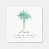 Serene Palm Tree Waterverf | Bruiloft Servet (Voorkant)