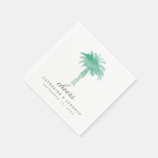 Serene Palm Tree Waterverf | Bruiloft Servet (Hoek)