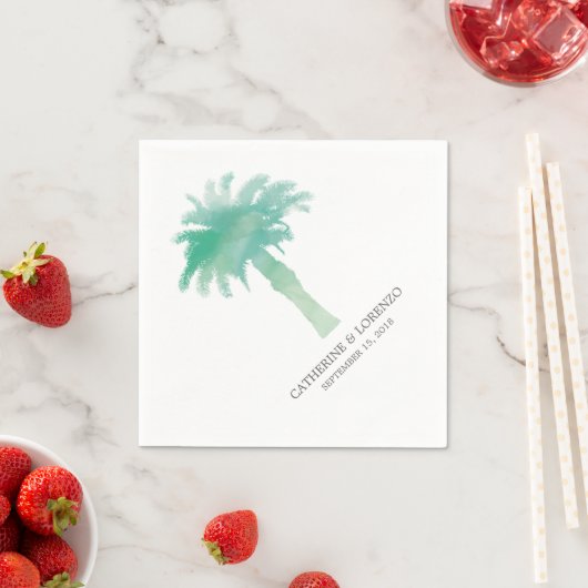 Serene Palm Tree Waterverf | Bruiloft Servet (Insitu)