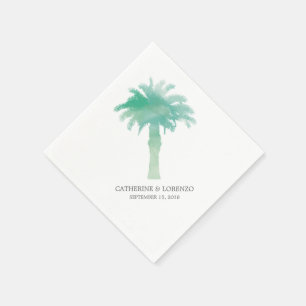 Serene Palm Tree Waterverf Bruiloft Servet