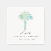 Serene Palm Tree Waterverf | Bruiloft Servetten (Voorkant)