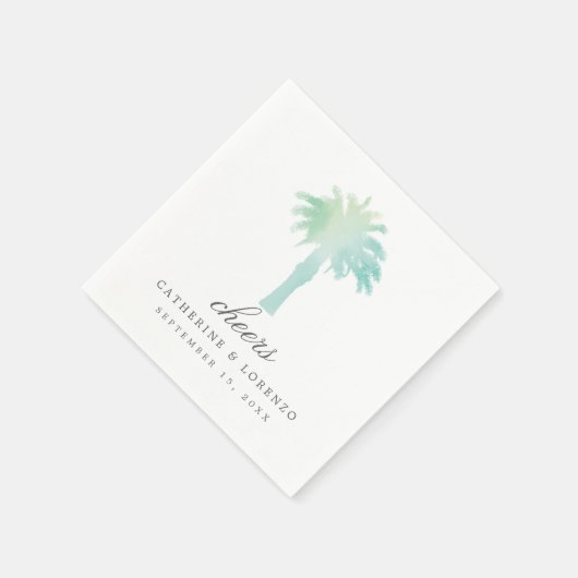 Serene Palm Tree Waterverf | Bruiloft Servetten (Hoek)