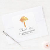Serene Palm Tree Waterverf | Dank u Vierkante Sticker (Envelop)
