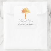 Serene Palm Tree Waterverf | Dank u Vierkante Sticker (Tas)