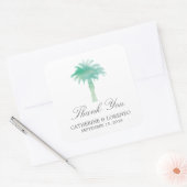 Serene Palm Tree Waterverf | Dank u Vierkante Sticker (Envelop)