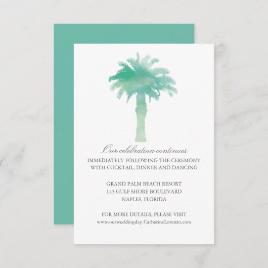 Serene Palm Tree Waterverf | Ontvangst Kaart (Voorkant / Achterkant)